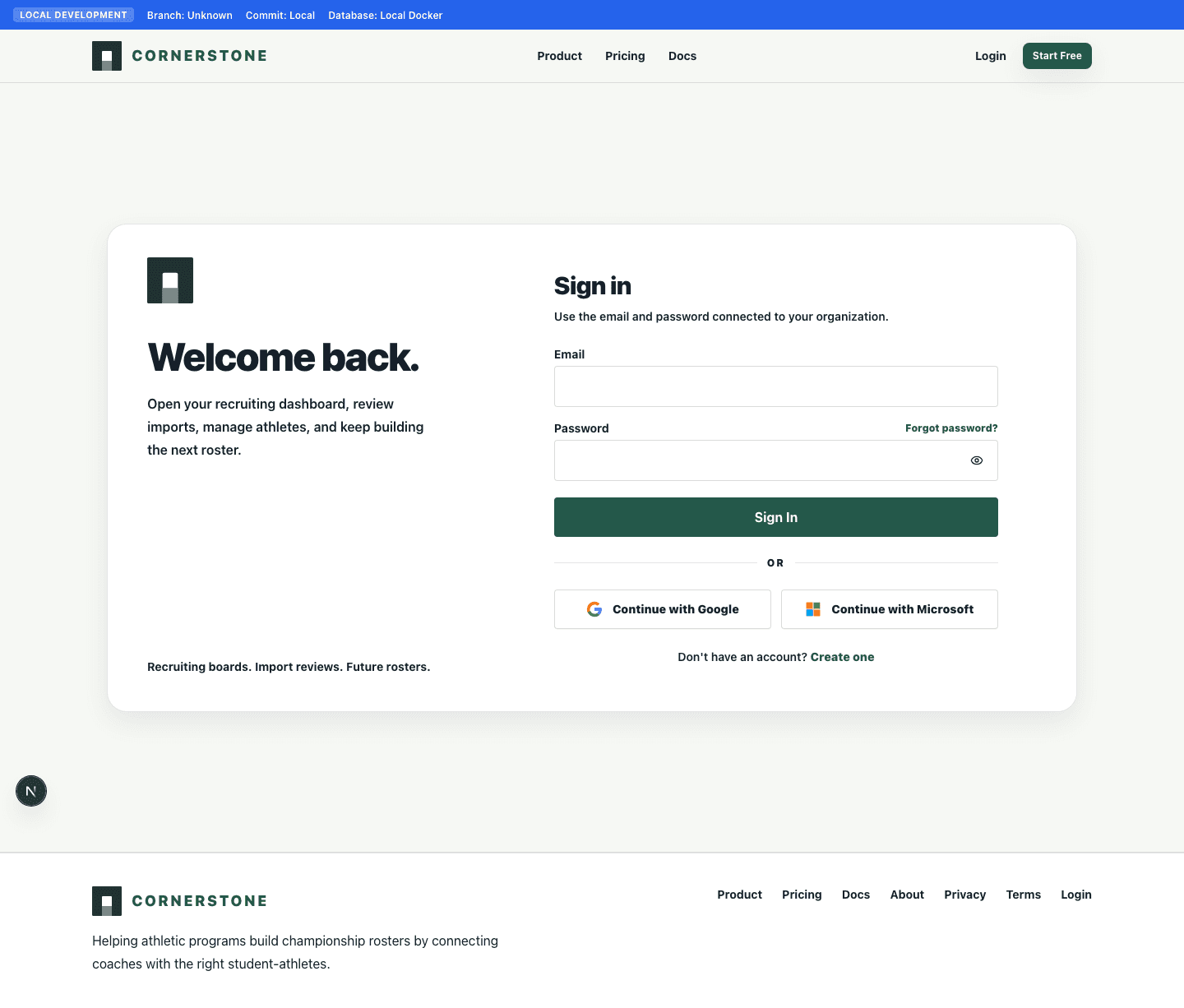 Sign in screenshot