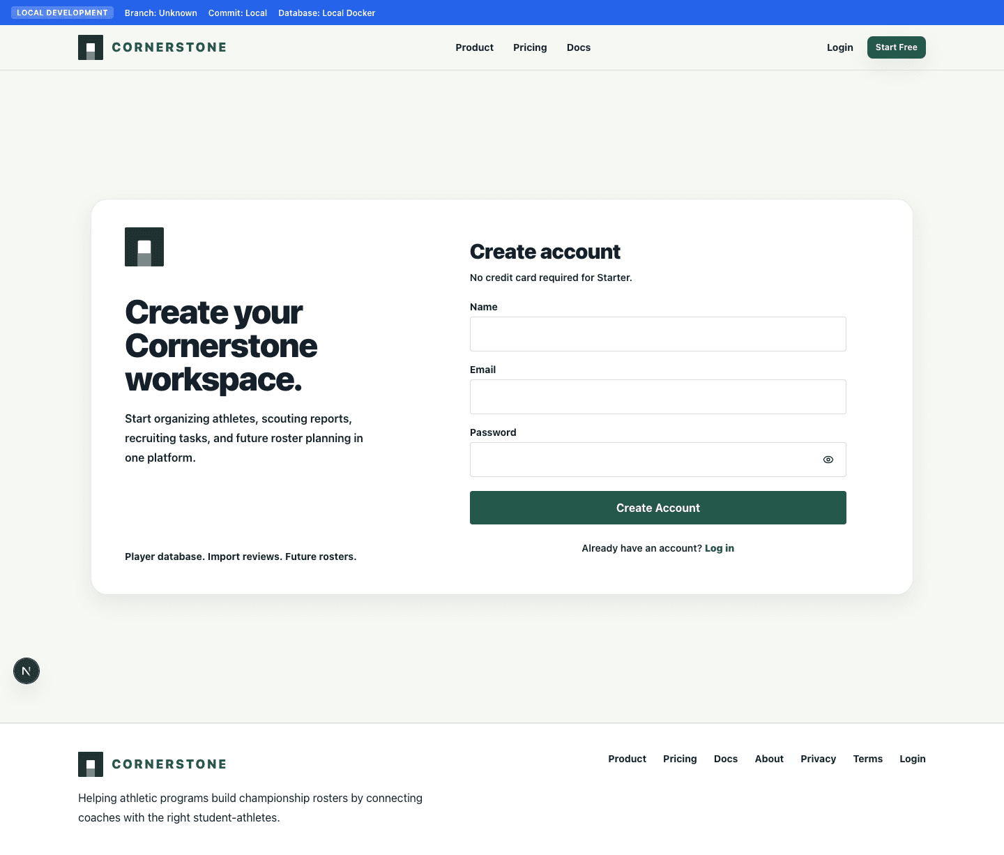 Create account screenshot