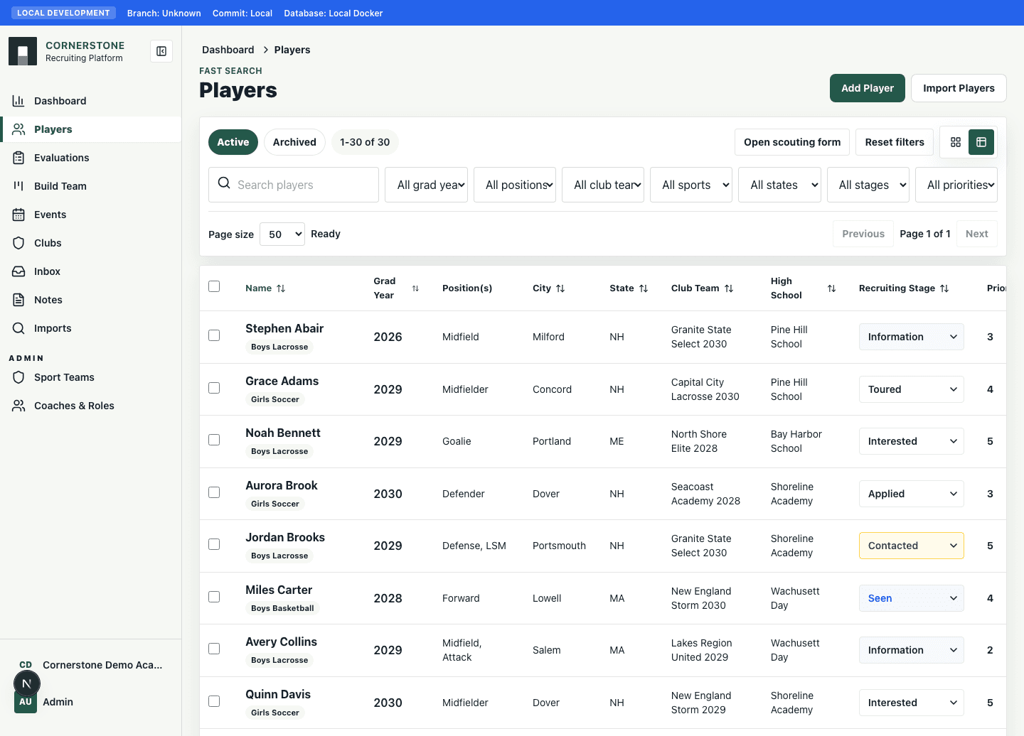 Player list screenshot
