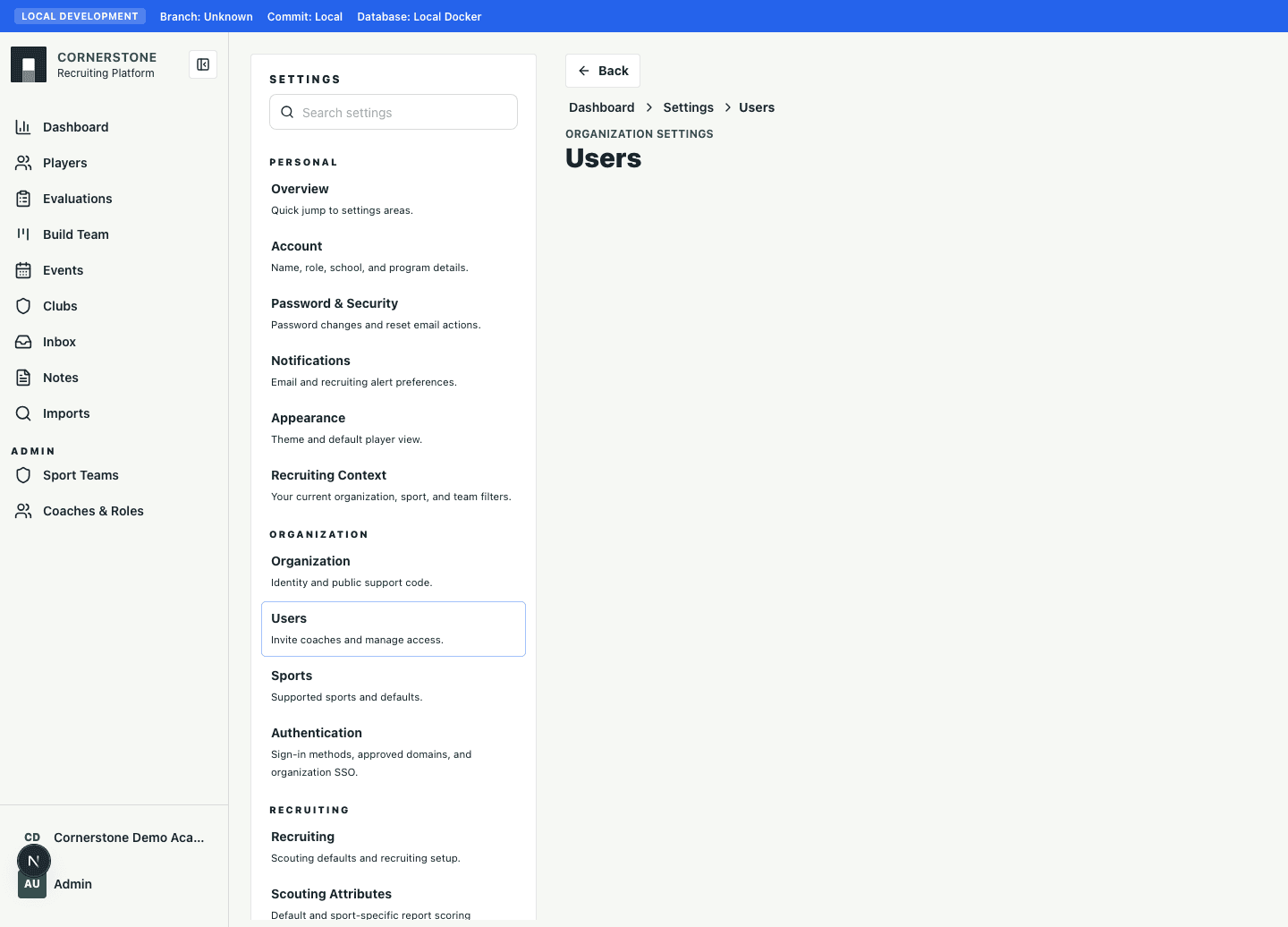 Manage users screenshot